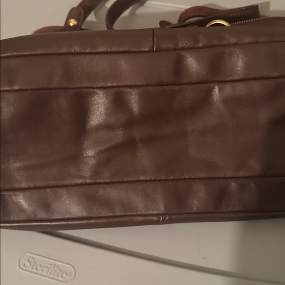 Coach Brown Leather Handbag with kisslock accent - Picture 5 of 9